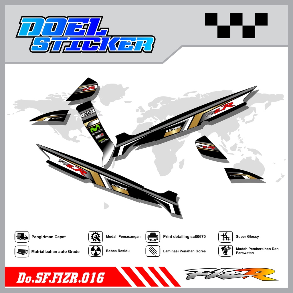 STICKER STRIPING FIZ R - STICKER STRIPING LIST VARIASI HOLOGRAM , CROME FIZ R DOEL 016