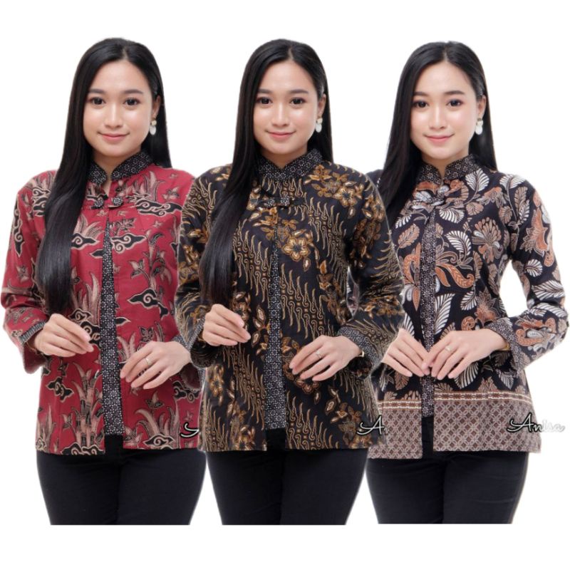 BAJU BATIK WANITA MODERN MONALISA GENES M,L,XL asli PEKALONGAN