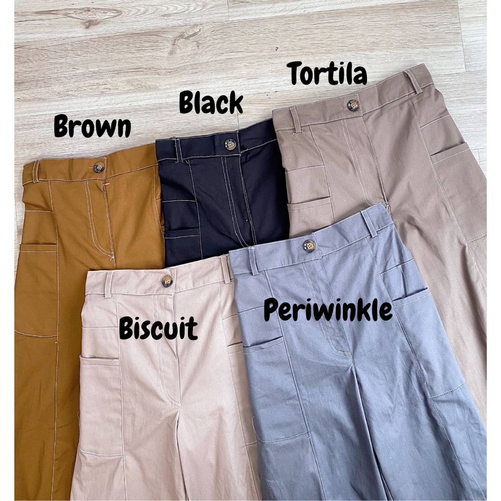 Celana Wanita Kasual Kulot Celana Chino | Kulot Katun Twill Stretch