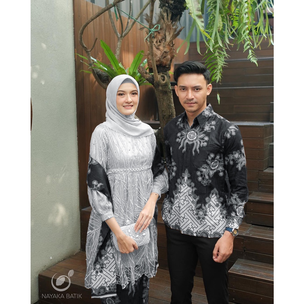 SET BATIK COUPLE BELINDA - COUPLE TUNIK TULLE PREMIUM - KEBAYA COUPLE KONDANGAN LAMARAN TUNANGAN - KEBAYA MODERN - BAJU COUPLE BATIK WISUDA