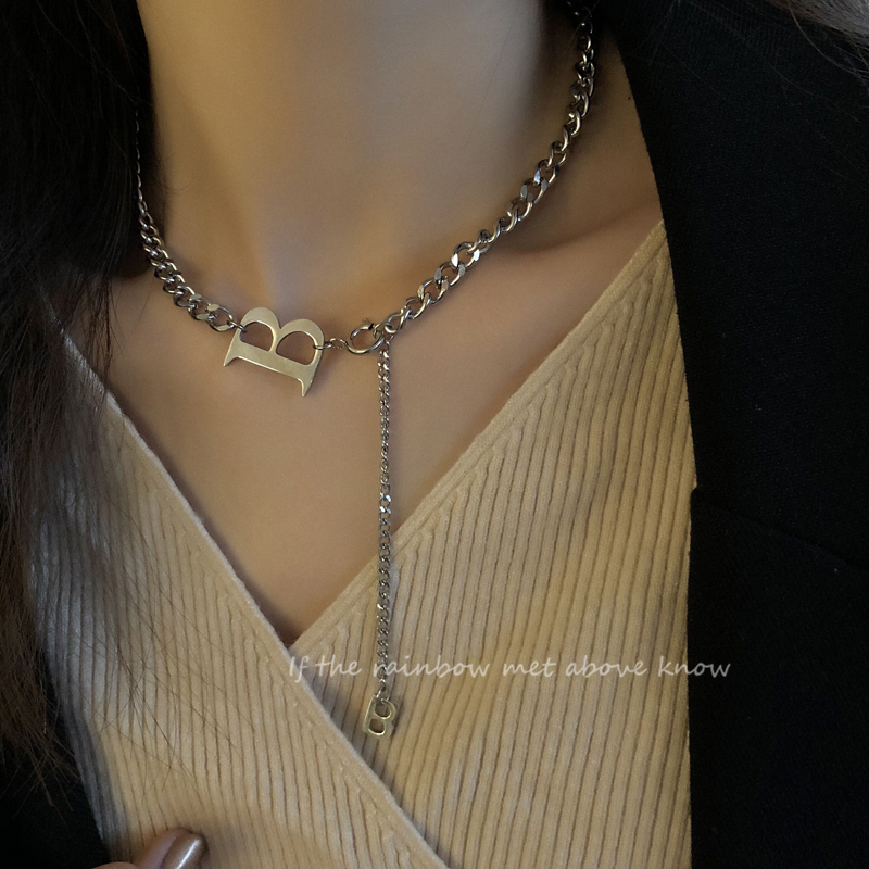 Titanium Steel Letter B Necklace Personalized Clavicle Necklace for Women Chain Jewelry