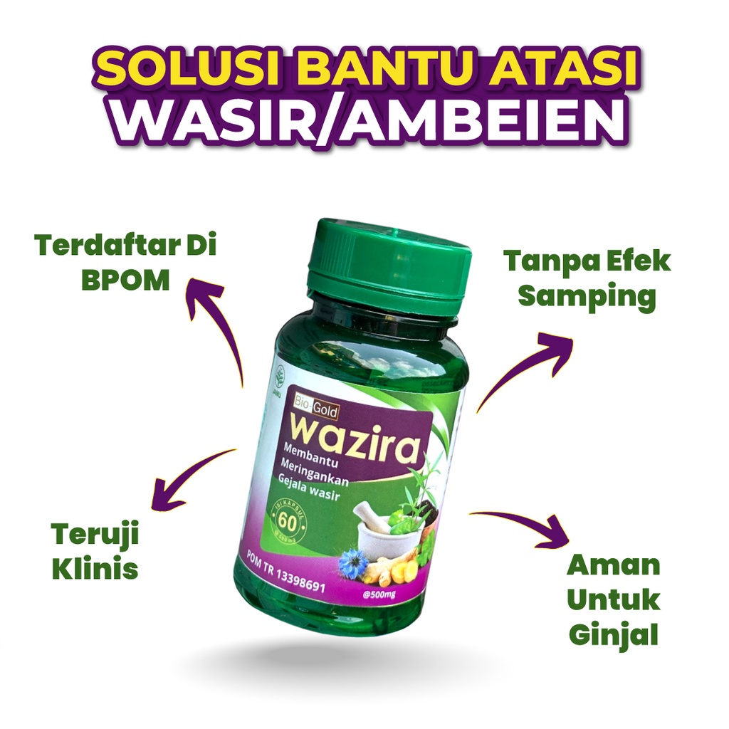 WAZIRA Obat Herbal Meringankan Gejala Wasir Ambeien Susah Bab 60 Kapsul