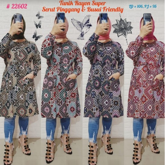 Tunik Warna atasan panjang rayon dress 22602 MELROSE GROSIR