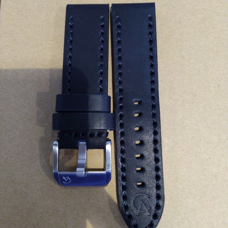 Tali Jam Kulit Alexandre Christie AC Original Strap Leather Hitam