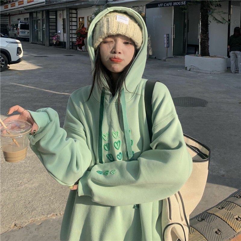 Hoodie Love Heart BIGSIZE (S - XXXXXL(6XL) (SABLON) Jaket Oversize Cute Sweater Wanita JUMBO Korean Style 5XL 4XL 3XL 2XL XL L Pastel Soft Tosca Matcha Mint Ulzzang