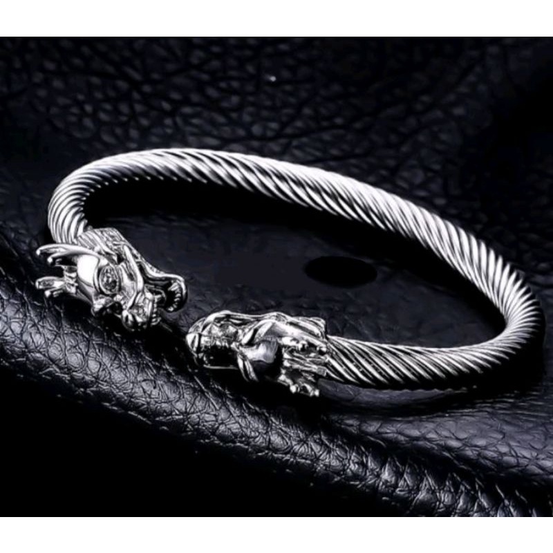 VIRAL GELANG TITANIUM BANGLE DRAGON KEPALA NAGA IMPOR