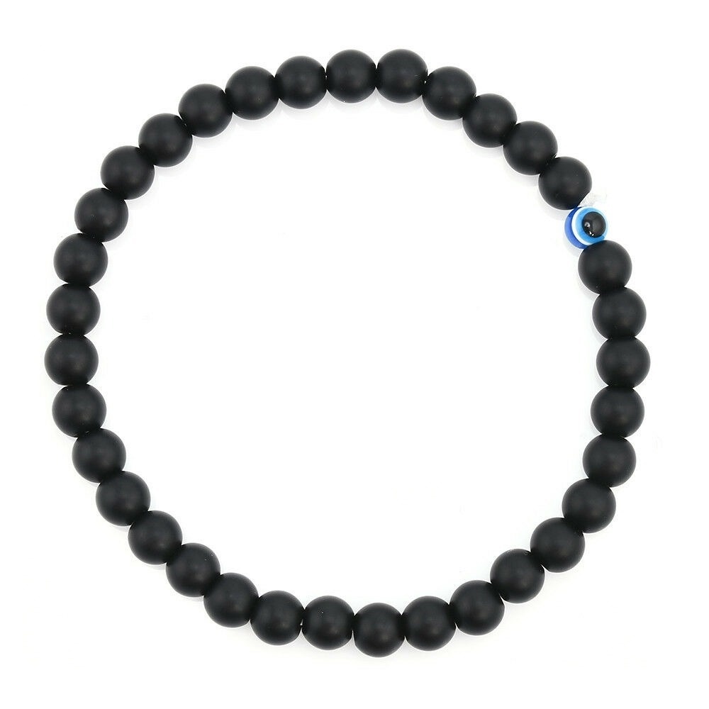 Gelang Manik-Manik Batu Obsidian Warna Hitam Untuk Pria Dan Wanita