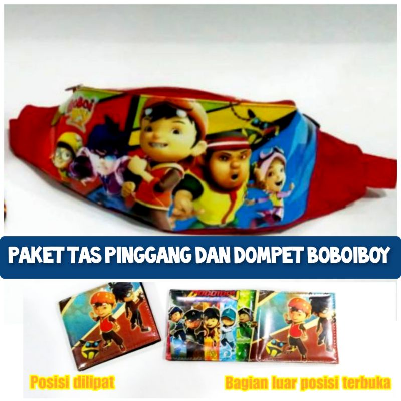 tas selempang anak laki laki Paket kado Dompet Tas pinggang waist bum bag bumbag anak karakter Boboi