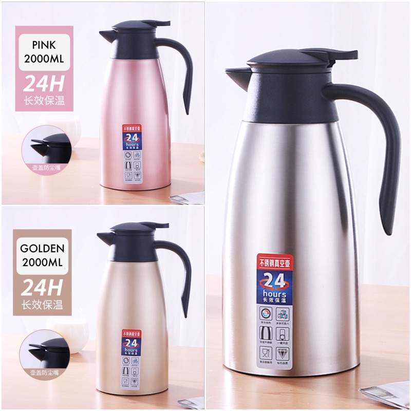 Termos vacum 2 Liter / vacuum jug / termos air stainless steel tahan panas dan dingin / termos teh kopi, SHENAR