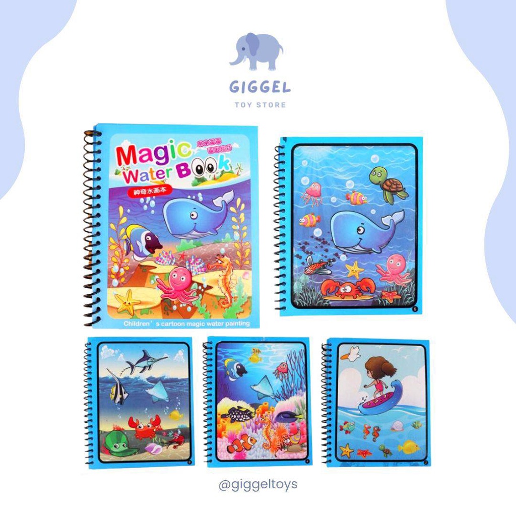 [ Giggel ] Magic Water Book / Buku mewarnai anak / Magic Coloring Book / Buku Gambar Air Ajaib Anak