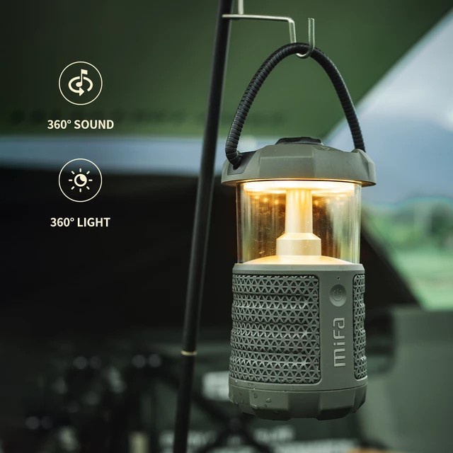MiFa Wild Camping Bluetooth Speaker LED IPX7 Outdoor 360 Sound 9600mAh