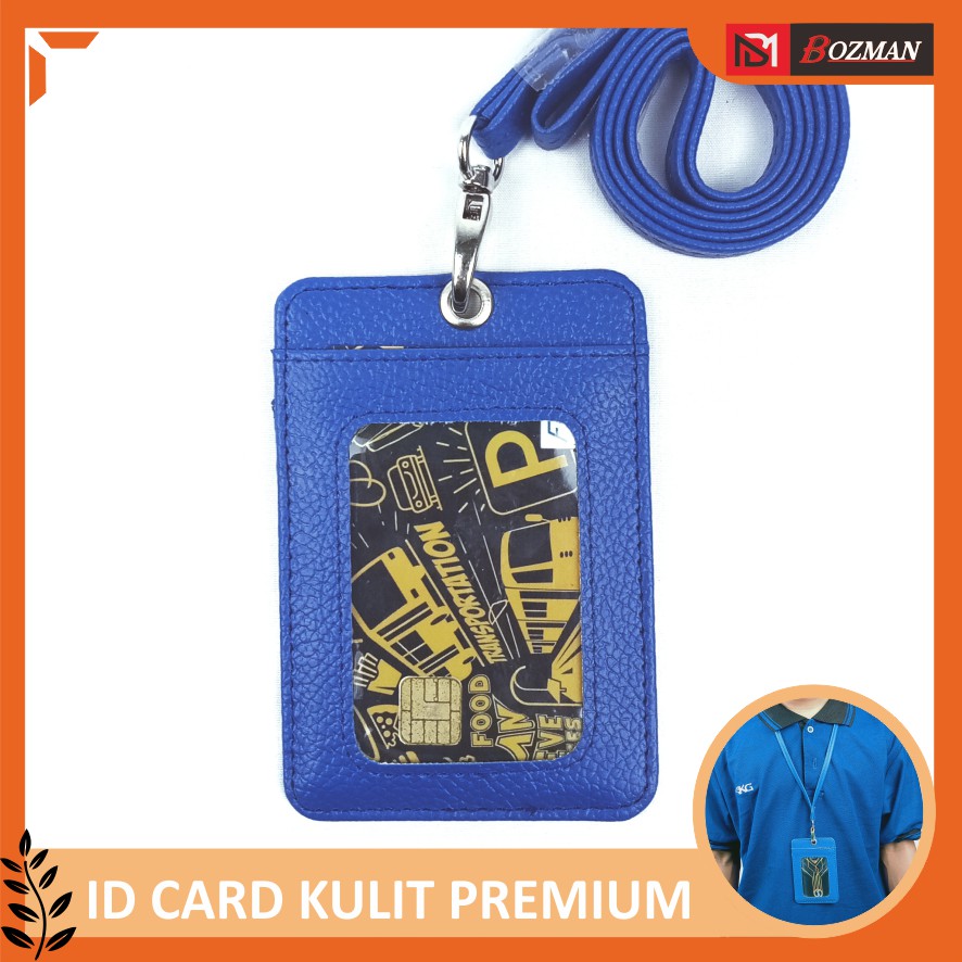 ID CARD HOLDER NAMETAG PU LEATHER LANYARD KUALITAS PREMIUM TERMURAH