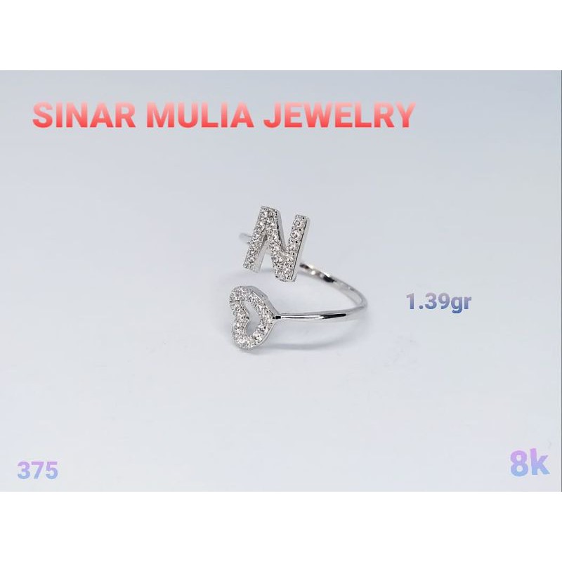 CINCIN MAS PUTIH INISIAL HURUF EMAS ASLI