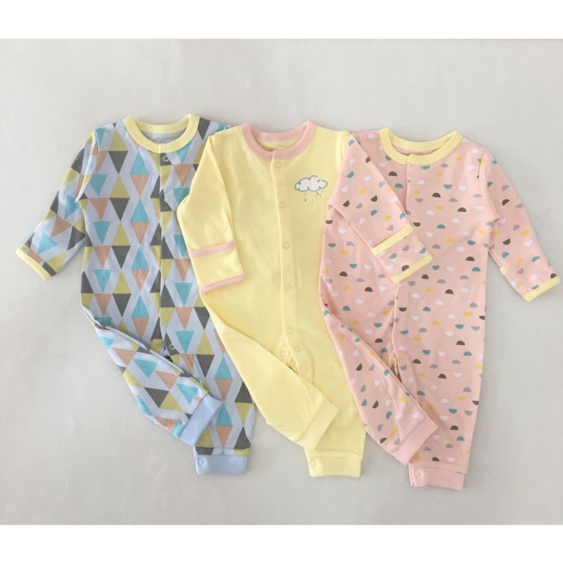 BABY K2 - Sleepsuit Buka Kaki Premium si 3 Pcs Motif Awan