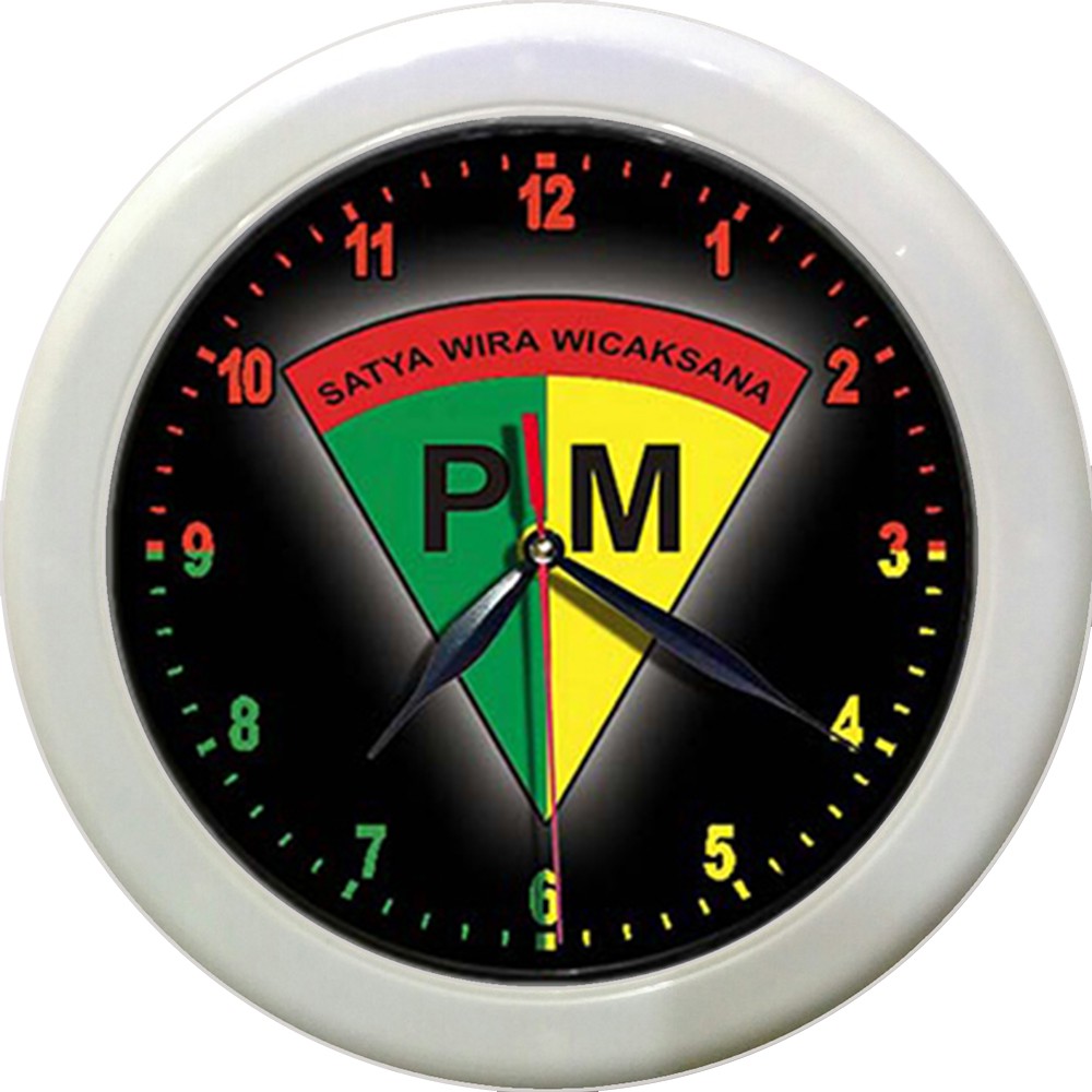 JAM DINDING POLISI MILITAR - PM  (DIAMETER 30 CM)