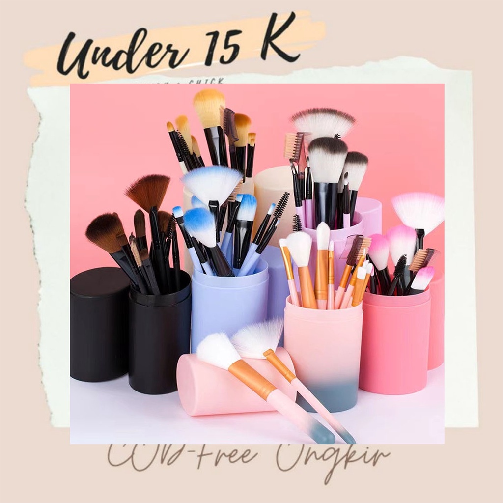 Set Kuas Make Up 12 in 1 – AC 129 – Alat peralatan paket brush tas make up makeup set kosmetik lengk