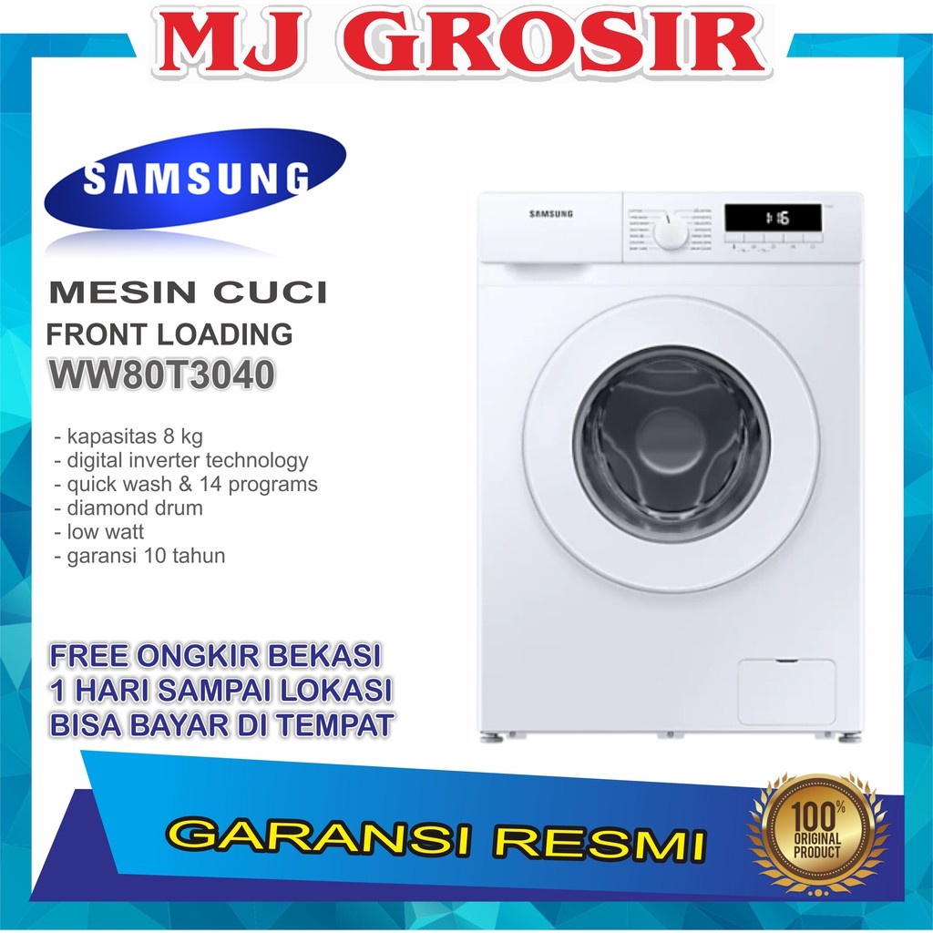 MESIN CUCI FRONT LOADING SAMSUNG WW 80T3040 8KG WW80T 8 KG INVERTER