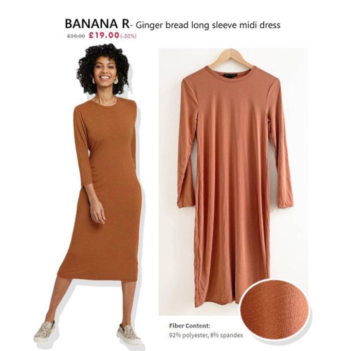 Banana republic ginger bread long sleeve midi dress