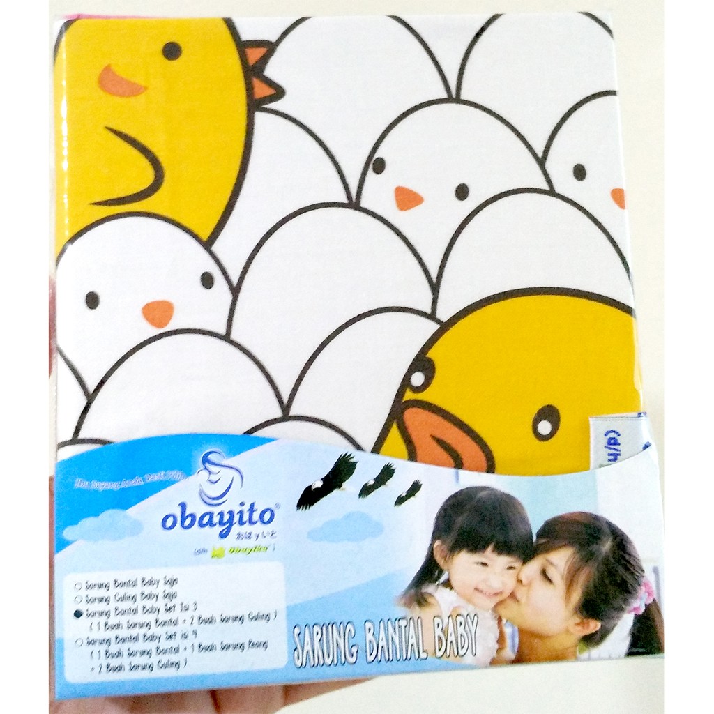 OBAYITO SET PAKET SARUNG BANTAL BAYI / BABY PILLOW COVER ( 1 BUAH BANTAL + 2 BUAH GULING) ANAK