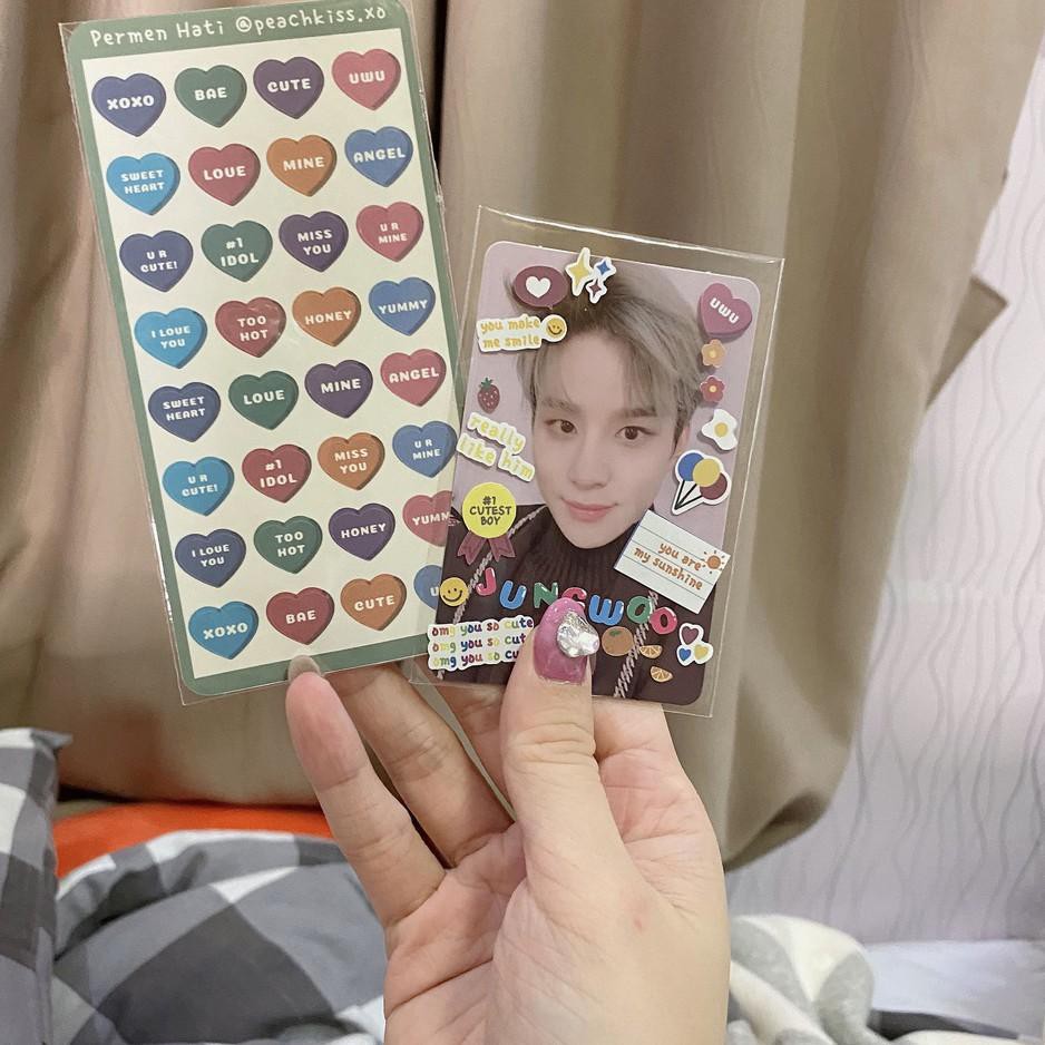 

2.2 SALE Sticker untuk Dekorasi Photocard / Polcos Permen Hati by @peachkiss.xo