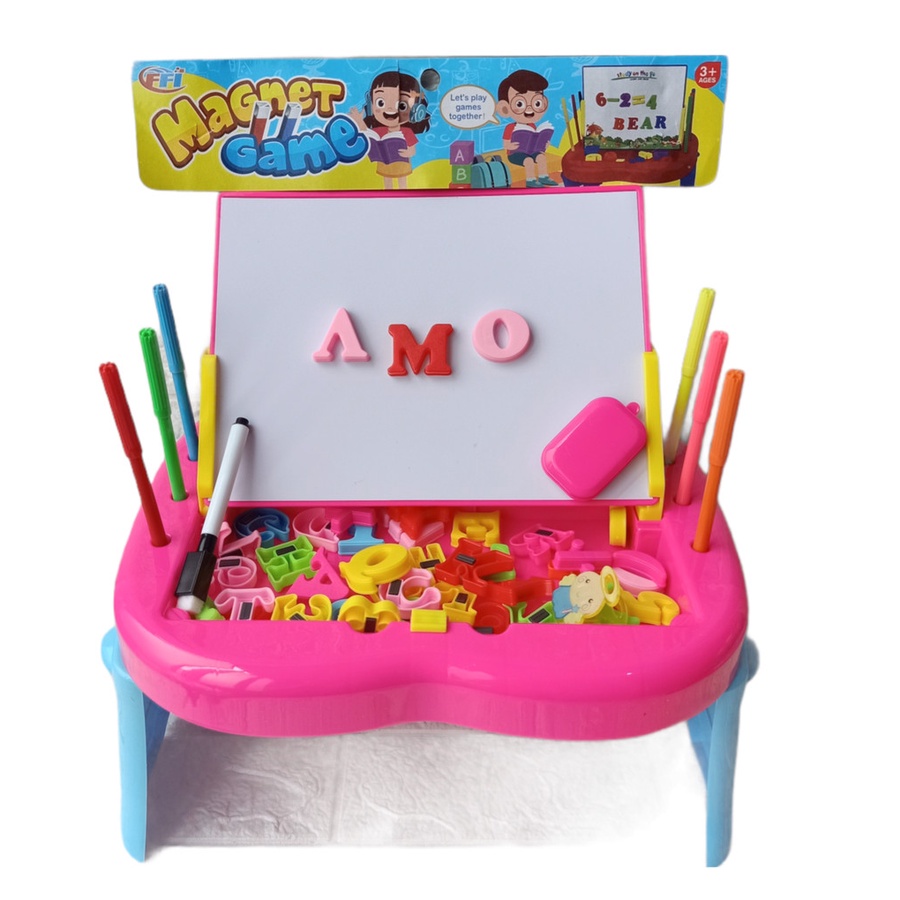 PROMO COD Mainan Edukasi Anak Laki-laki Perempuan Belajar Menulis Menggambar Mengenal Huruf dan Angka Papan TULIS Magnetic Drawing Board Meja Belajar Anak FU1131-KAdo Hadiah Ulang Tahun Anak Belajar Usia 3 4 5 6 Bulan 1 2 Tahun