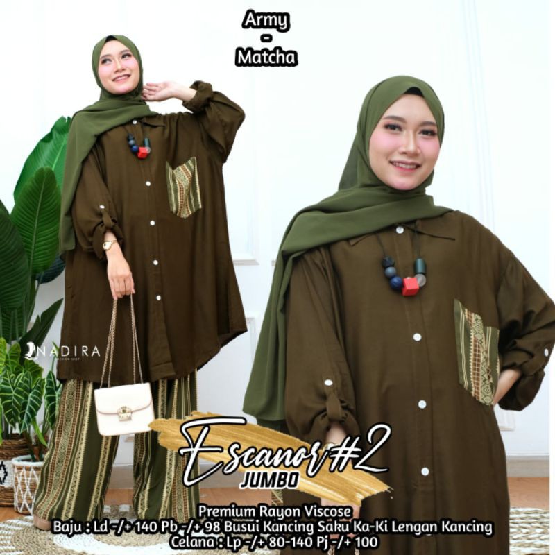 SETELAN WANITA JUMBO XXXXL / ESCANOR #2 SETELAN SUPER-JUMBO LD 140 BY NADIRA /TUNIK SET CELANA XXXXL
