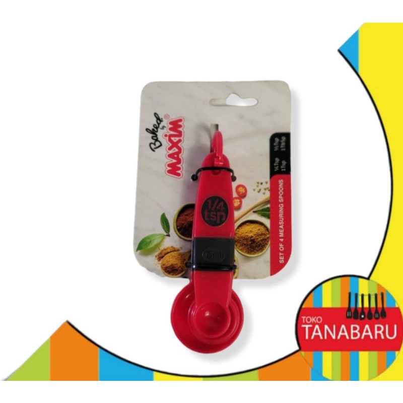 maxim baked sendok ukur / sendok takar / set of 4 measuring spoons 1/4 Tsp ( 1,3 ml ) , 1/2 Tsp ( 2,