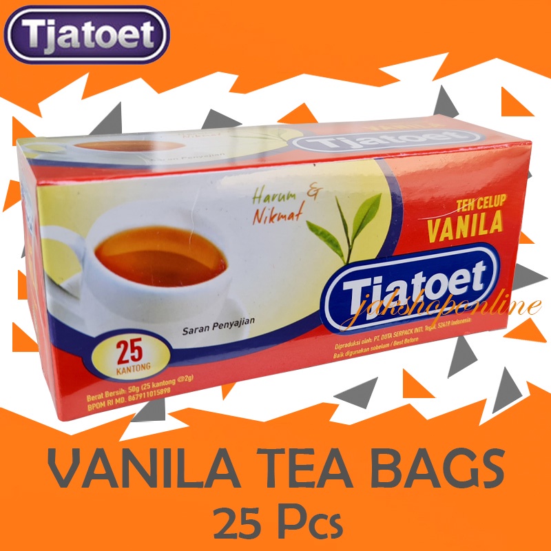 

Tjatoet Vanilla Tea Box = 25 Pcs - Teh Vanila Celup 25Pcs - 2Tang 2 Tang - Catut