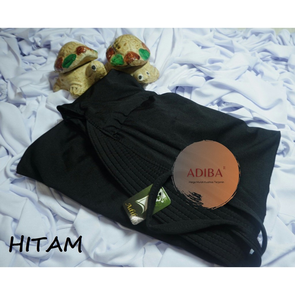 Jilbab Instan Jersey / Jilbab Serut Jersey Adiba / Grosir Kerudung Murah-HITAM