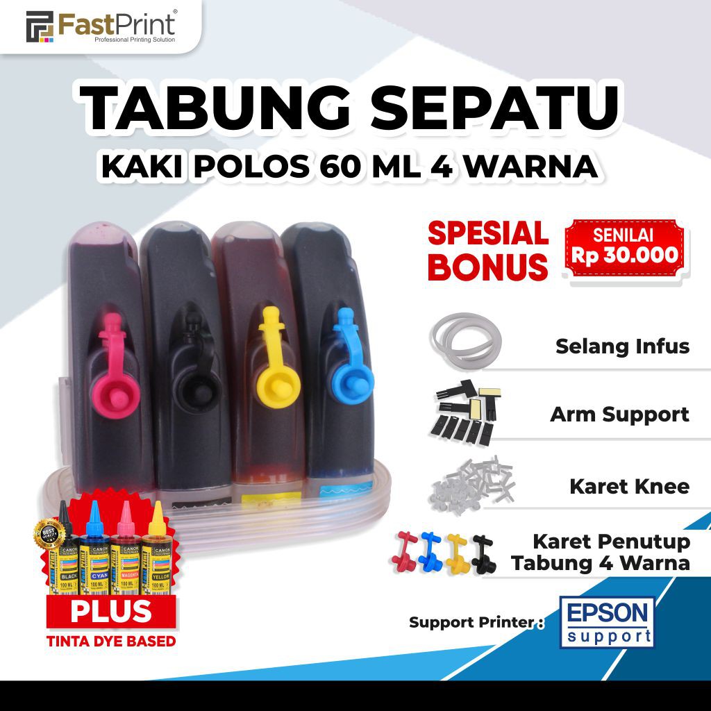 Paket Tabung Sepatu Plus Ink 4 Warna 60 ML 60ML Kaki Polos