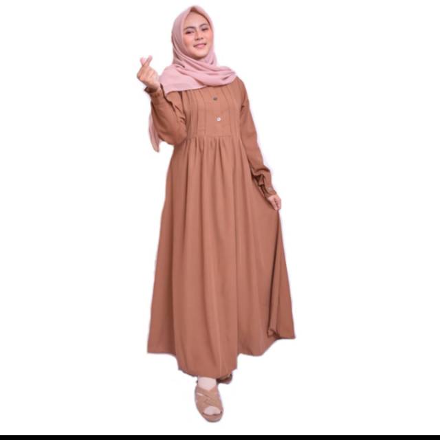 Gamis wolfis polos size M dan L lengan rempel kancing tali belakang