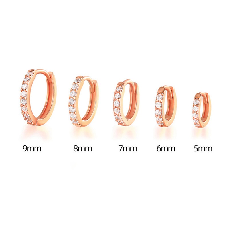 Fancyqube Anting Hoop Bulat Hias Cubic Zirconia Gaya Minimalis Untuk Wanita