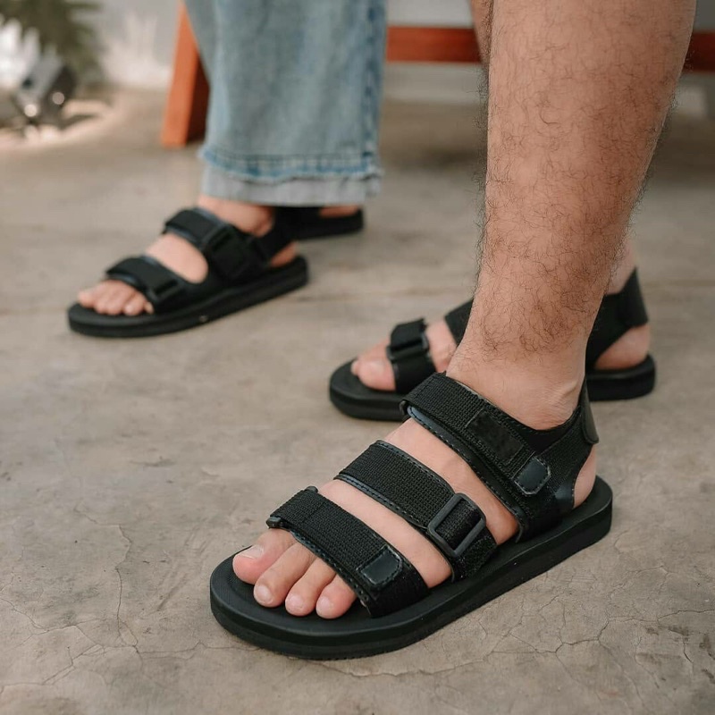 Sandal Gunung Pria Wanita Casual Trevelling Hiking Outdoor BISA BAYAR DITEMPAT COD - TVF Footwear Sandals Reiwal - LAF Project jack V.1 - TOKOSDINA - Heyjude - Spoiled - Fertig Levizka Black