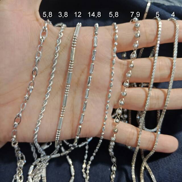 750 Kalung rantai asli kadar 750 75% variasi UBS baru jedar cantik kilat padat putih white gold