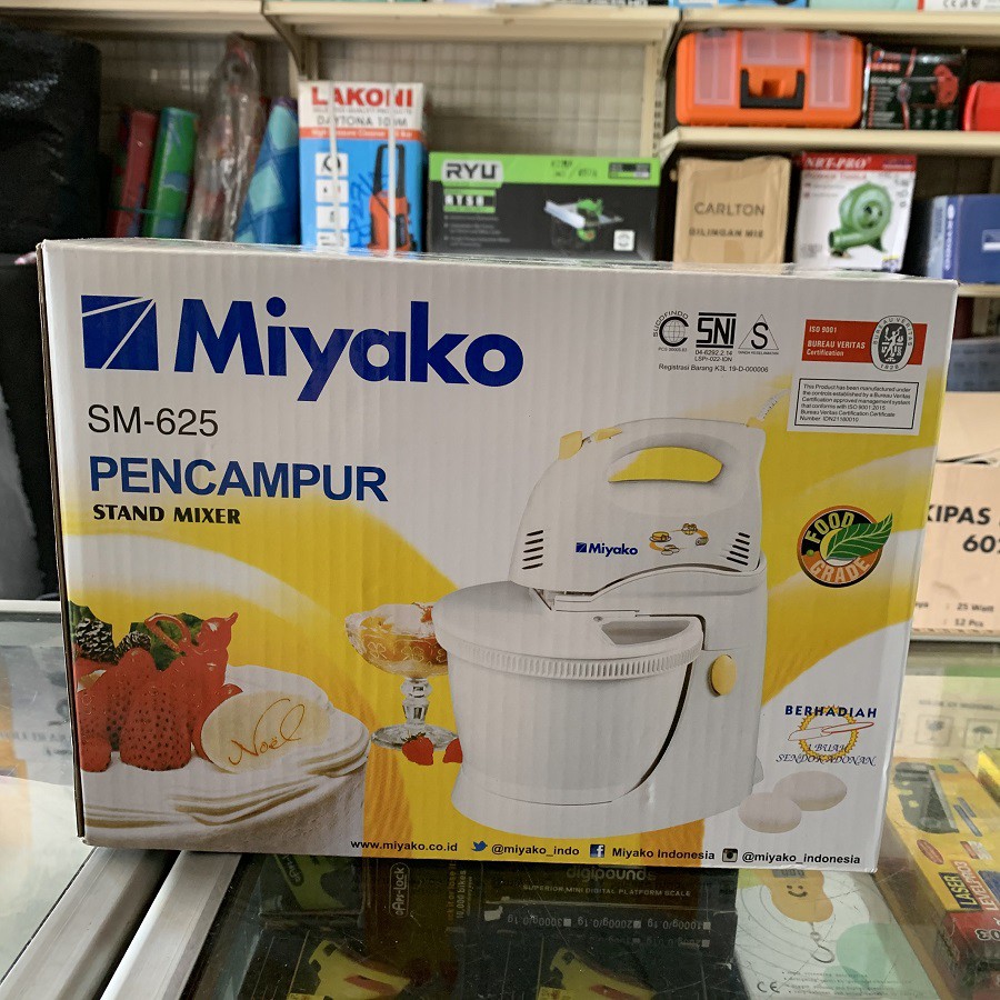 Mixer Mangkok Stand Mixer Miyako SM 625 Pencampur Pengaduk Adonan Mixer Duduk