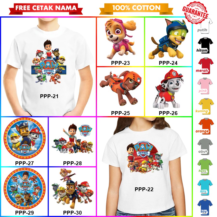 [FREE NAMA!!] Baju Kaos COUPLE  ANAK DAN DEWASA PAW PATROL PAWPATROLBANYAK MOTIF