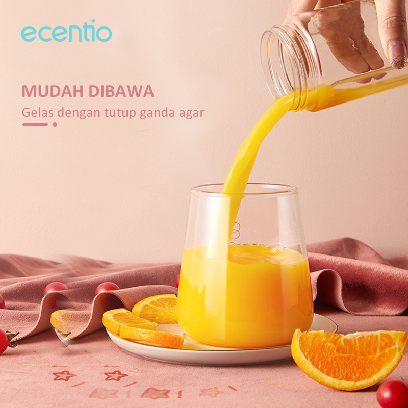 ecentio &amp; FOODI 410ml Mini USB Juicer Blender 6 Mata Pisau listrik portabel Kaca Kaca menebal cangkir anti tumpah pink/putih