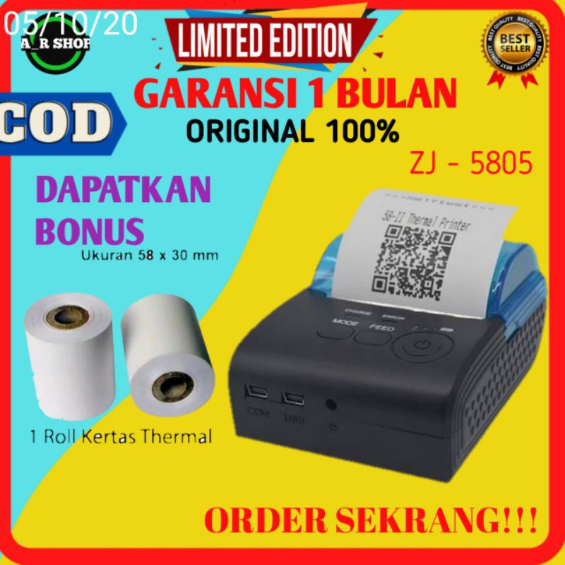 Print Printer Bluetooth Hp Mini Kasir Thermal portable Murah | Printer Bluetooth VRtec Zijang-5805