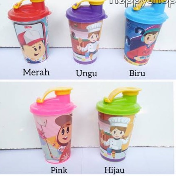 Gelas Tumbler Anak 300ml | Botol Minum Plastik Wadah Minuman Bekal Sekolah Anak2 Kartun Animasi | Souvernir Murah Ulang Tahun