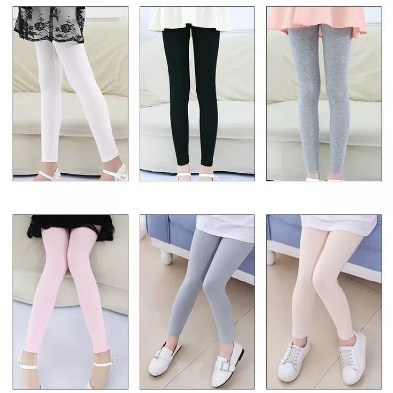 Legging Anak Polos Bahan Kaos Ukuran XL - XXL Usia 8-13Thn