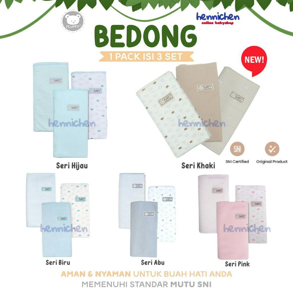 3 Pcs FLUFFY Bedong Bayi Bedong seri ABU Newborn