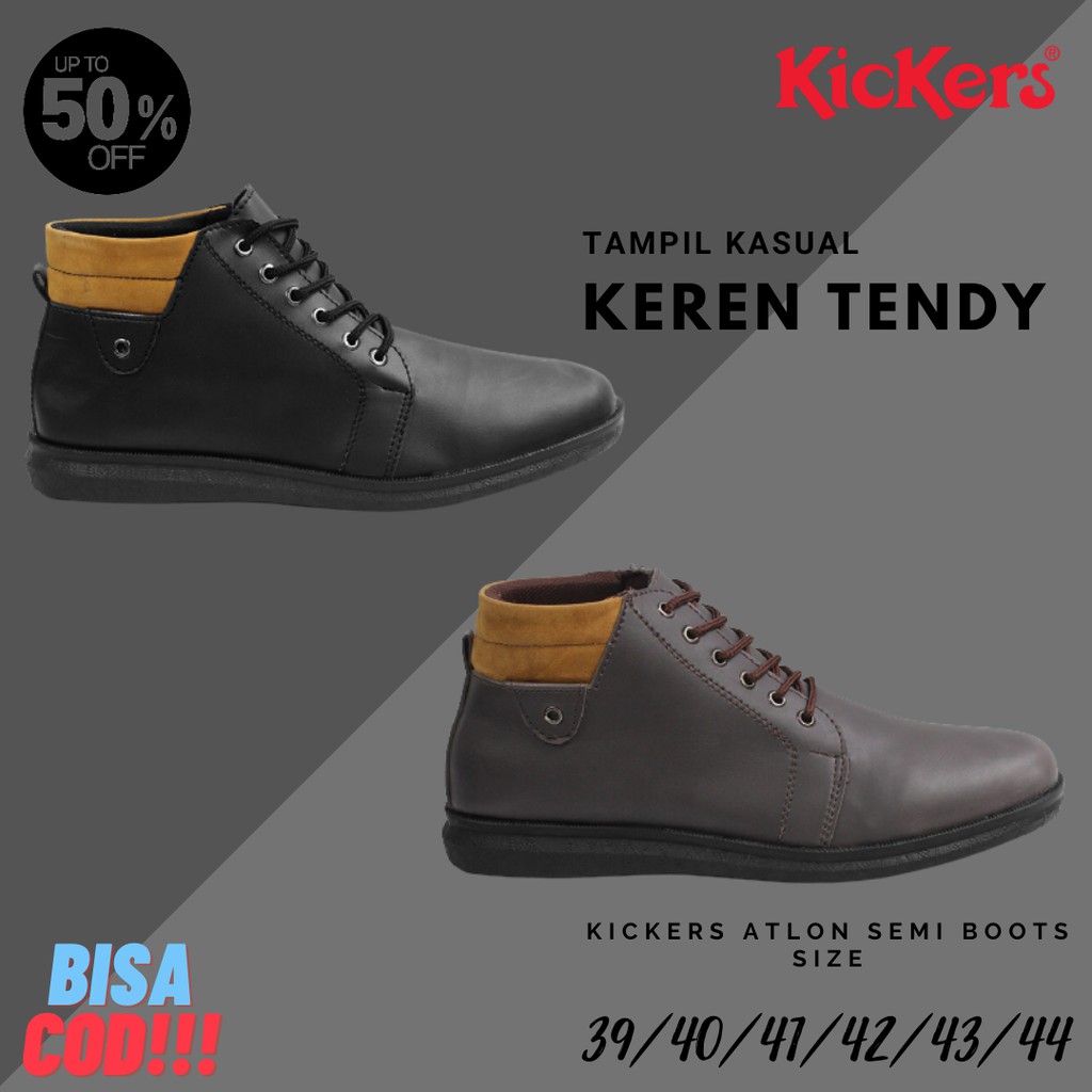 Sepatu Kickers Atlon Semi Boots Kasual Kerja Kantor Formal Bertali Keren