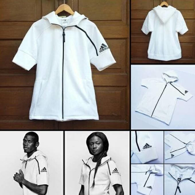 EDISI TERBARU HOODIE SHORT SLEEVE ADIDAS ZNE WHITE PREMIUM QUALITY FREE ONGKIR..