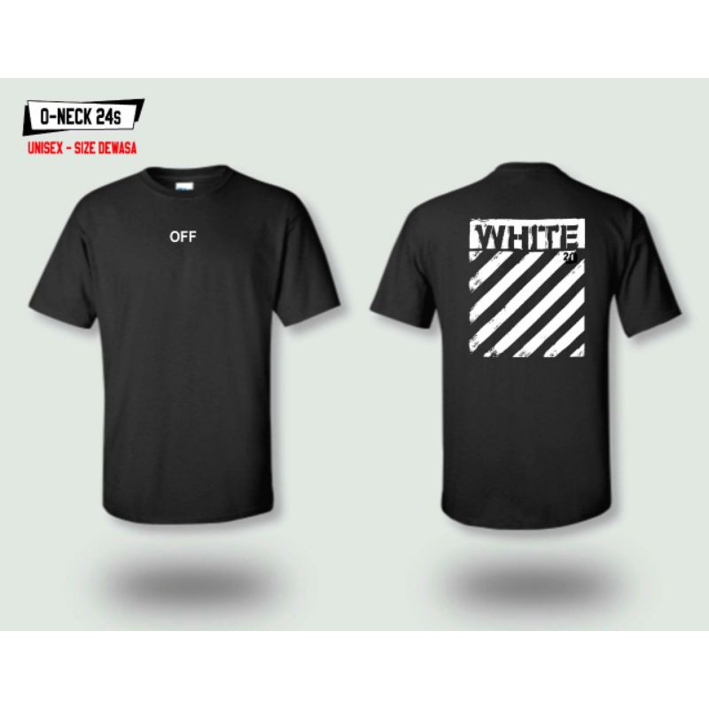 T-SHIRT BAJU KAOS OFF WHITE DIAGONAL LINE hitam combed 30s