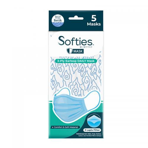 Masker BATIK Earloop Softies 3ply (1 pack isi 5)