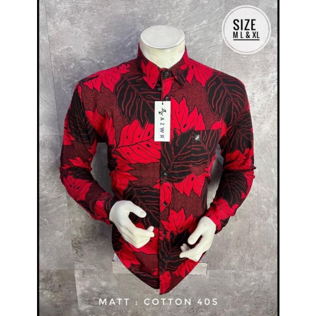 KEMEJA PRIA LENGAN PANJANG, KEMEJA CASUAL KUALITAS DISTRO,[BISA COD] KEMEJA BATIK PRIA AZWR ORIGINAL