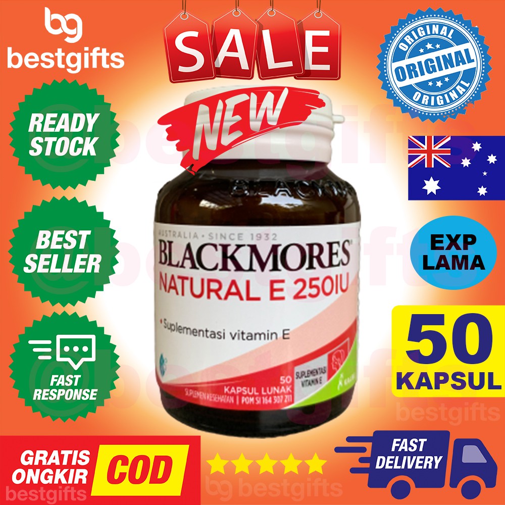 BLACKMORES NATURAL VITAMIN E 250 IU 250IU ANTIOKSIDAN KOLESTEROL DAYA TAHAN TUBUH OKSIDASI 50 KAPSUL