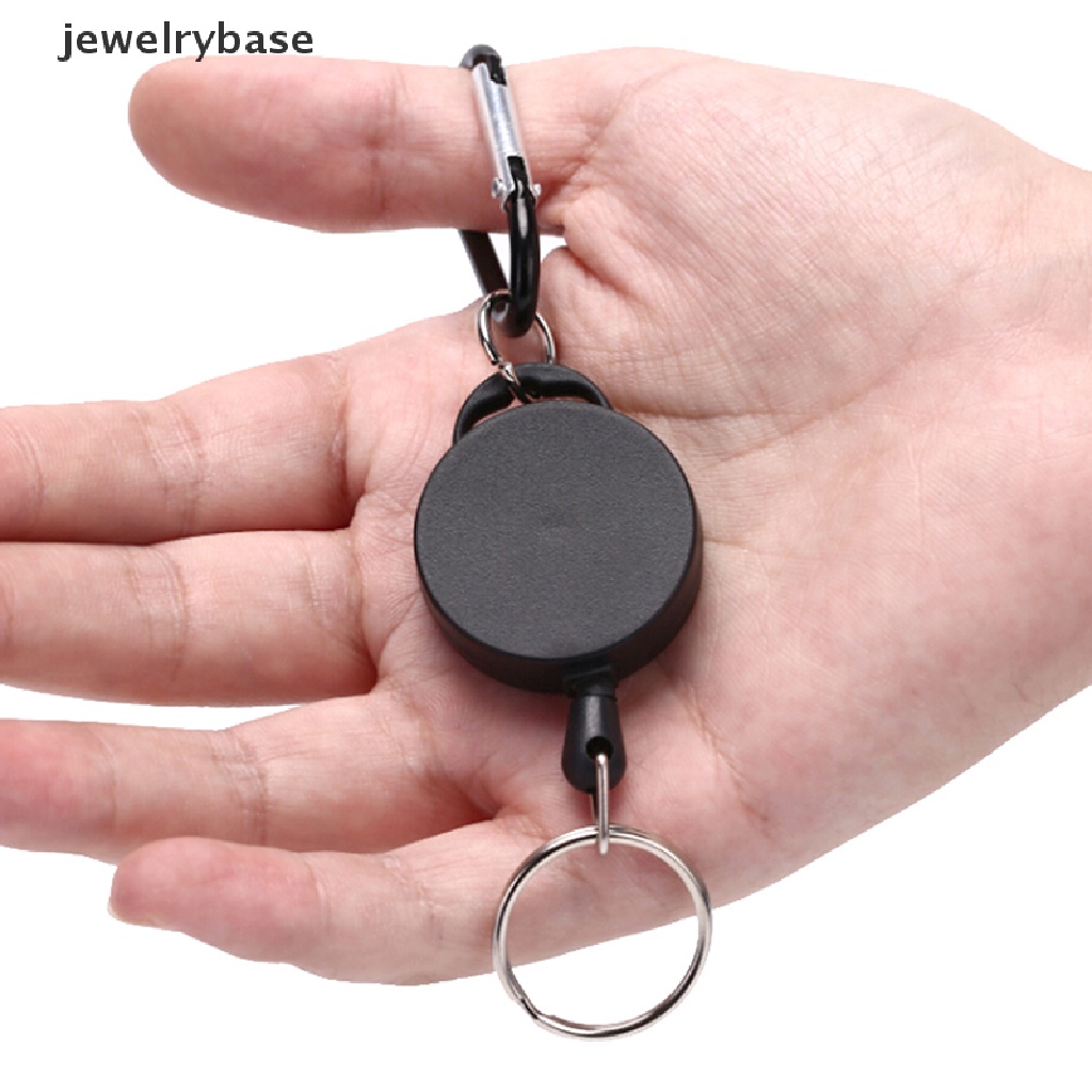 (jewelrybase) Gantungan Kunci / Lencana / Ikat Pinggang Retractable Bahan Baja Warna Hitam