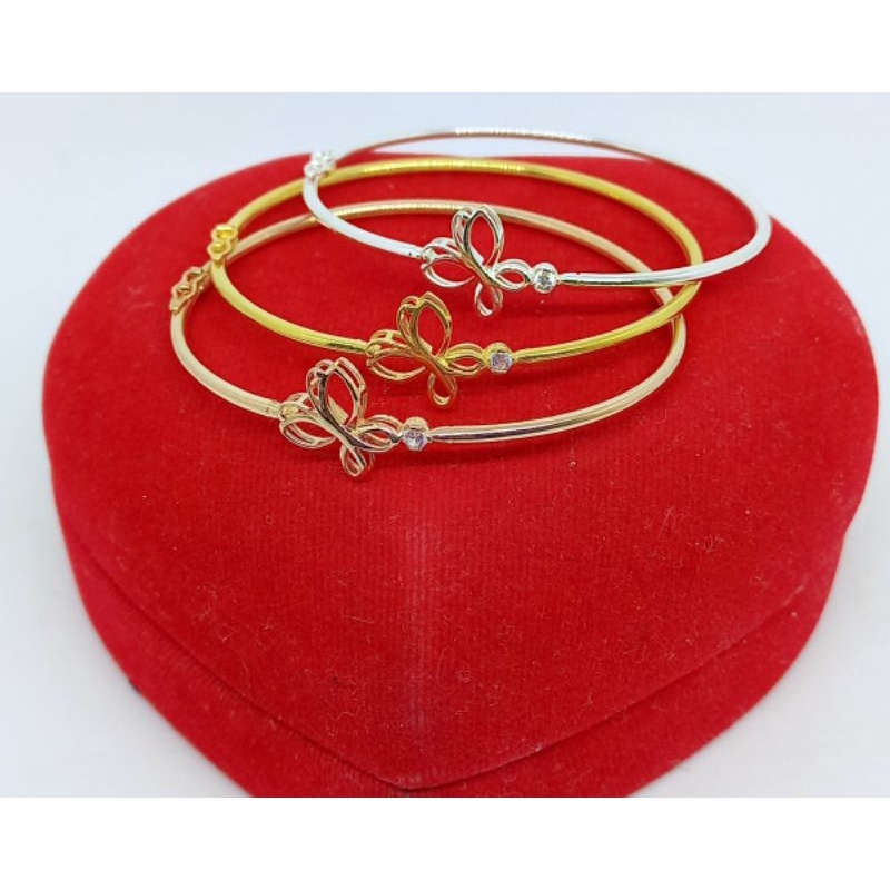 GELANG PERAK ASLI LAPIS EMAS 925/GELANG BANGLE KUPU-KUPU/GELANG SILVER ASLI/GELANG FASHION WANITA