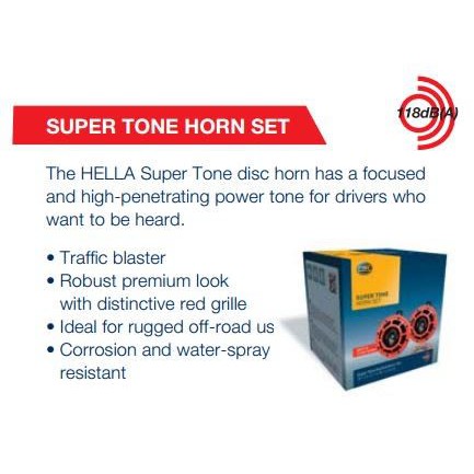 Klakson Hella Double Disk Supertone Merah Red Original + Relay Hella